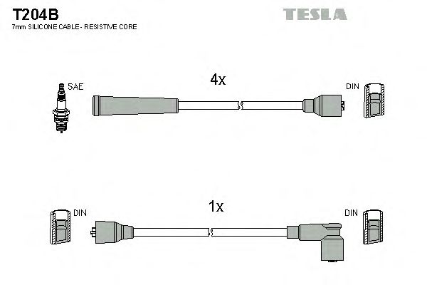 Комплект высоковольтных проводов TESLA T204B