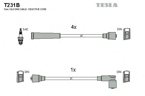 Комплект высоковольтных проводов TESLA T231B
