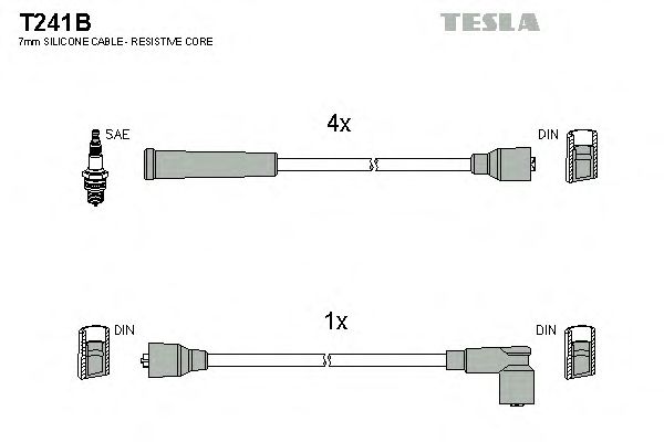 Комплект високовольтних проводів TESLA T241B