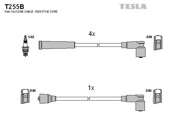 Комплект высоковольтных проводов TESLA T255B