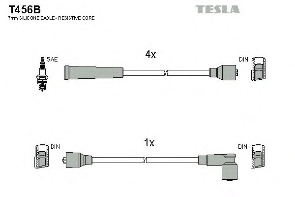 Комплект высоковольтных проводов TESLA T456B