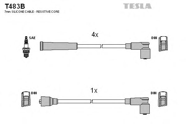 Комплект высоковольтных проводов TESLA T483B