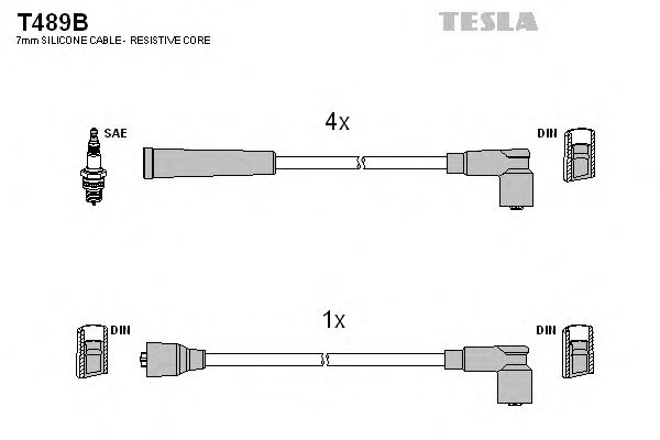 Комплект высоковольтных проводов TESLA T489B