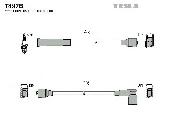 Комплект высоковольтных проводов TESLA T492B