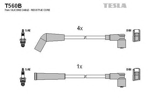 Комплект высоковольтных проводов TESLA T560B