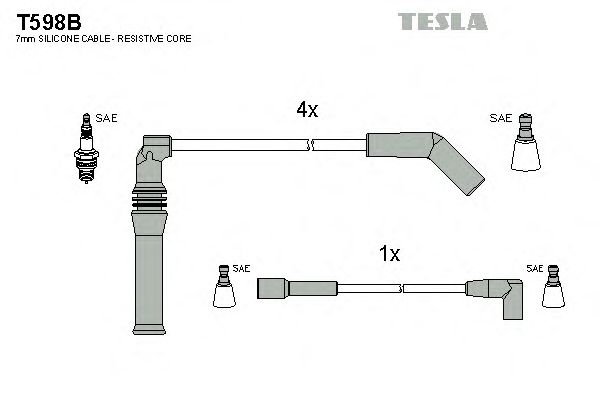 Комплект высоковольтных проводов TESLA T598B