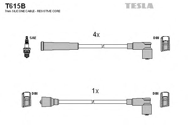 Комплект высоковольтных проводов TESLA T615B