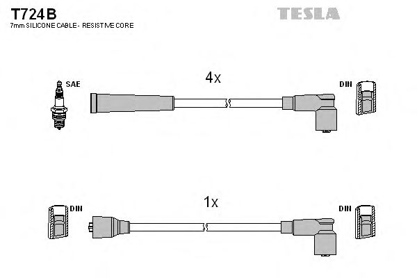 Комплект высоковольтных проводов TESLA T724B