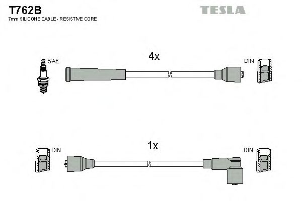 Комплект высоковольтных проводов TESLA T762B