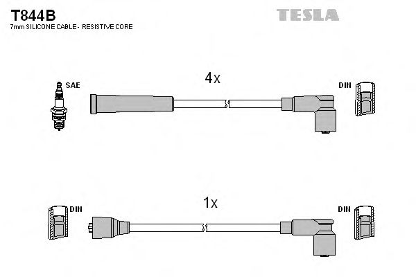 Комплект високовольтних проводів TESLA T844B