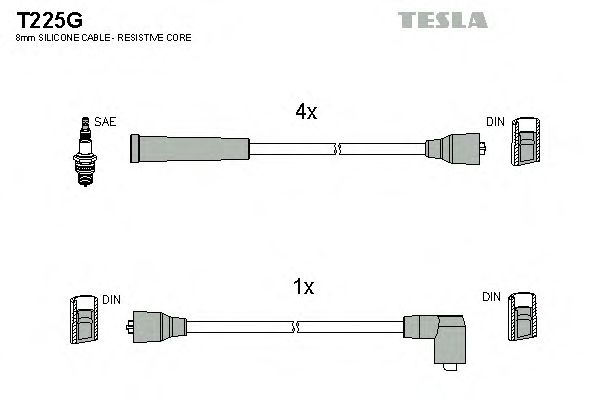 Комплект высоковольтных проводов TESLA T225G