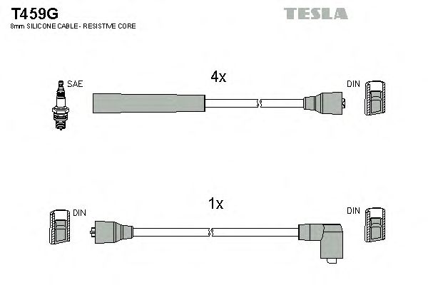 Комплект высоковольтных проводов TESLA T459G