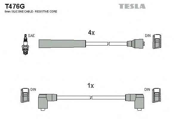 Комплект високовольтних проводів TESLA T476G