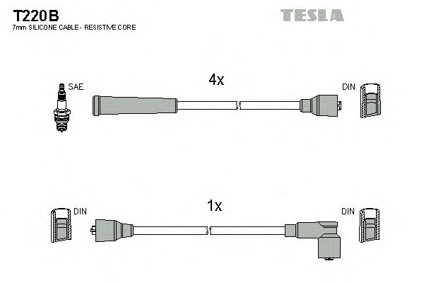 Комплект высоковольтных проводов TESLA T220B
