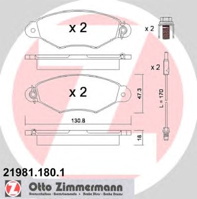 Тормозные колодки ZIMMERMANN 21981.180.1