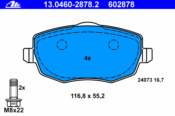 Тормозные колодки ATE 13.0460-2878.2