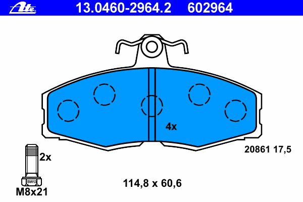 Тормозные колодки ATE 13.0460-2964.2