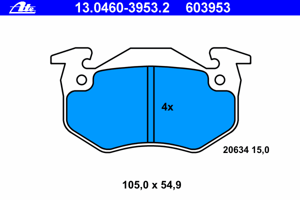 Тормозные колодки ATE 13.0460-3953.2