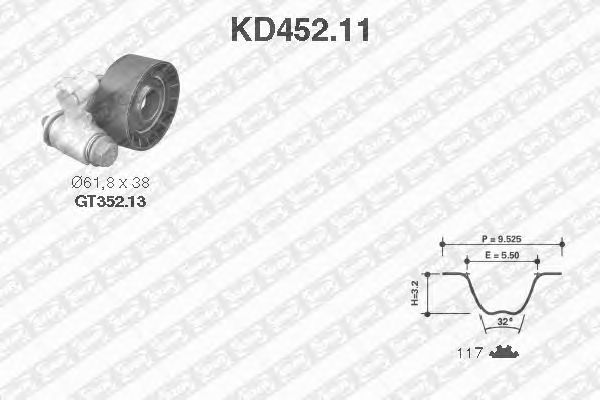 Комплект ремня ГРМ SNR KD452.11