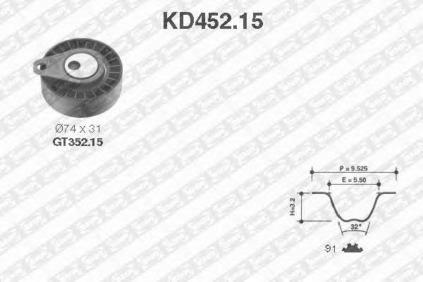 Комплект ремня ГРМ SNR KD452.15