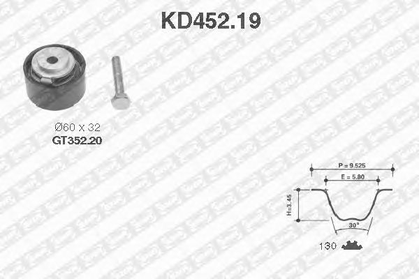 Комплект ремня ГРМ SNR KD452.19