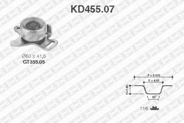 Комплект ремня ГРМ SNR KD455.07