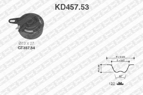 Комплект ременя ГРМ SNR KD457.53
