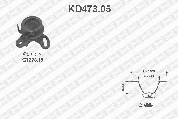 Комплект ремня ГРМ SNR KD473.05