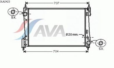 Радіатор, охолодження двигуна AVA QUALITY COOLING OLA2423