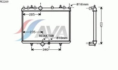 Радиатор, охлаждение двигателя AVA QUALITY COOLING PE2269