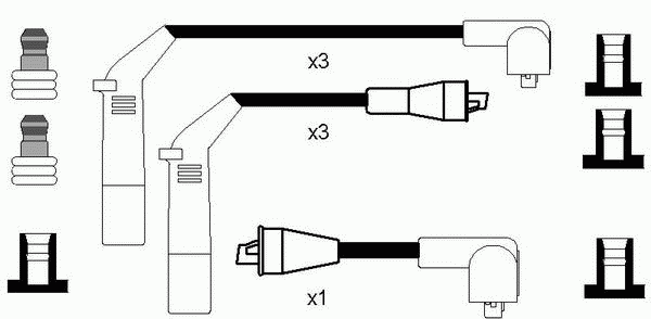 Комплект высоковольтных проводов NGK RCHD404