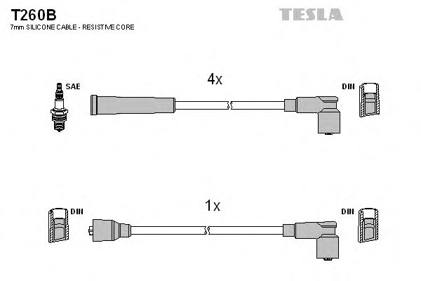 Комплект высоковольтных проводов TESLA T260B