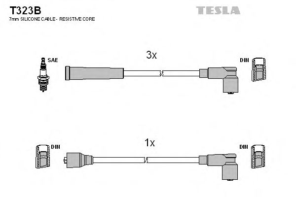 Комплект високовольтних проводів TESLA T323B