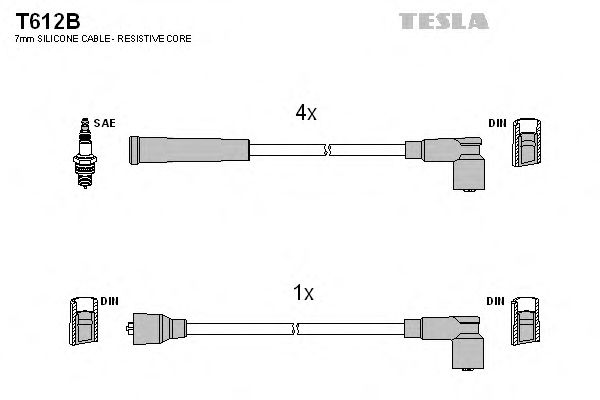 Комплект высоковольтных проводов TESLA T612B