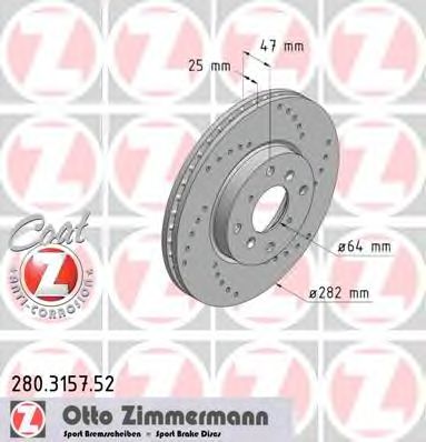 Гальмівний диск ZIMMERMANN 280.3157.52