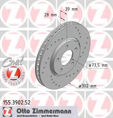 Гальмівний диск ZIMMERMANN 155.3902.52