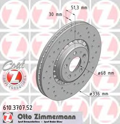 Тормозной диск ZIMMERMANN 610.3707.52