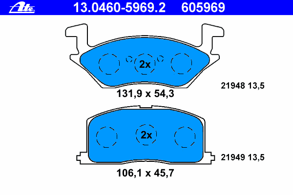 Тормозные колодки ATE 13.0460-5969.2