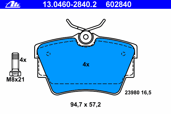Тормозные колодки ATE 13.0460-2840.2