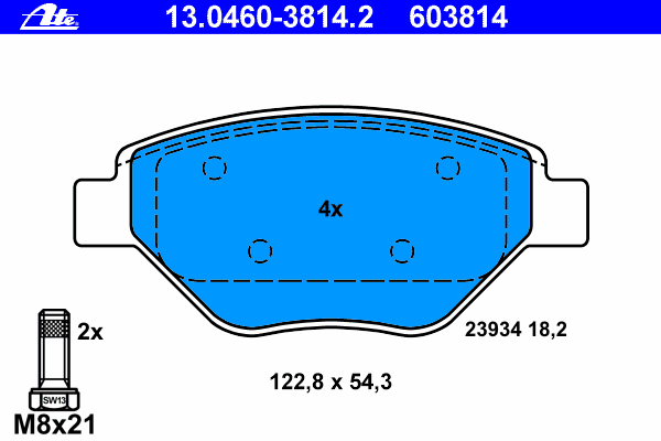 Тормозные колодки ATE 13.0460-3814.2