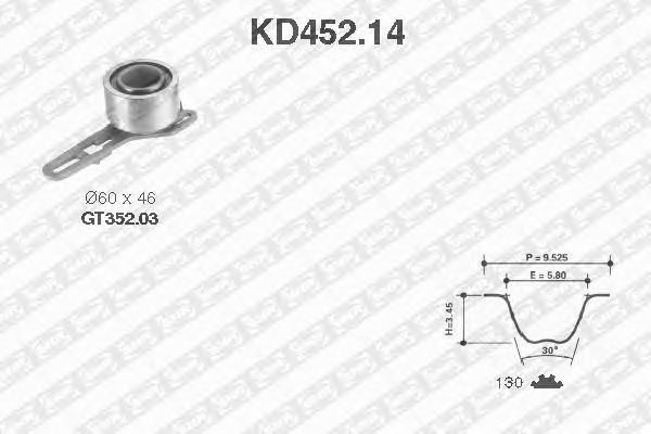 Комплект ременя ГРМ SNR KD452.14
