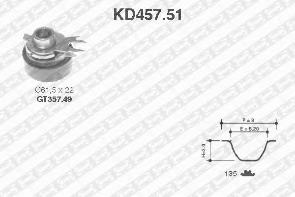 Комплект ремня ГРМ SNR KD457.51