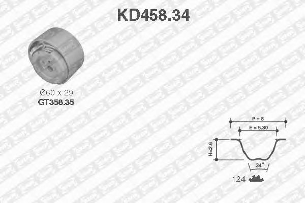 Комплект ремня ГРМ SNR KD458.34