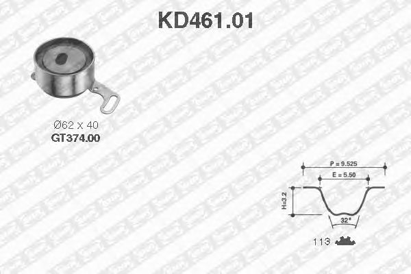 Комплект ремня ГРМ SNR KD461.01