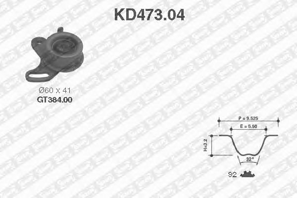 Комплект ремня ГРМ SNR KD473.04