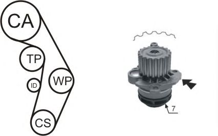 Помпа + комплект ГРМ AIRTEX WPK-177402