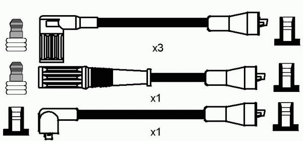 Комплект высоковольтных проводов NGK RCFT634