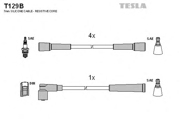 Комплект високовольтних проводів TESLA T129B