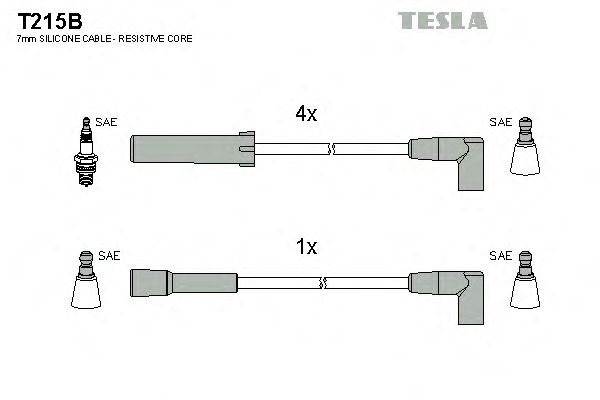 Комплект високовольтних проводів TESLA T215B