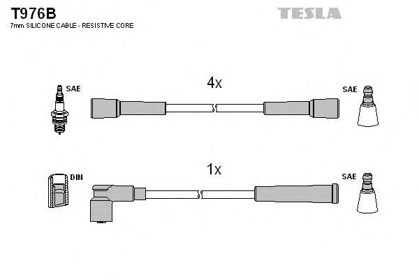 Комплект высоковольтных проводов TESLA T976B